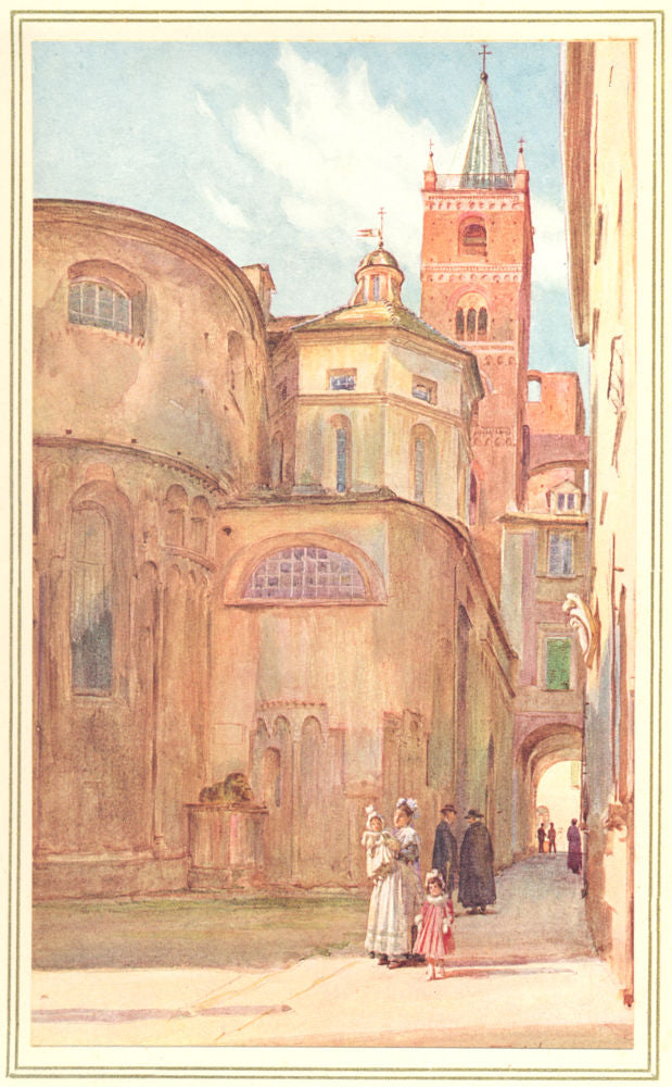 ITALY. The Romanesque Church at Albenga 1912 old antique vintage print picture